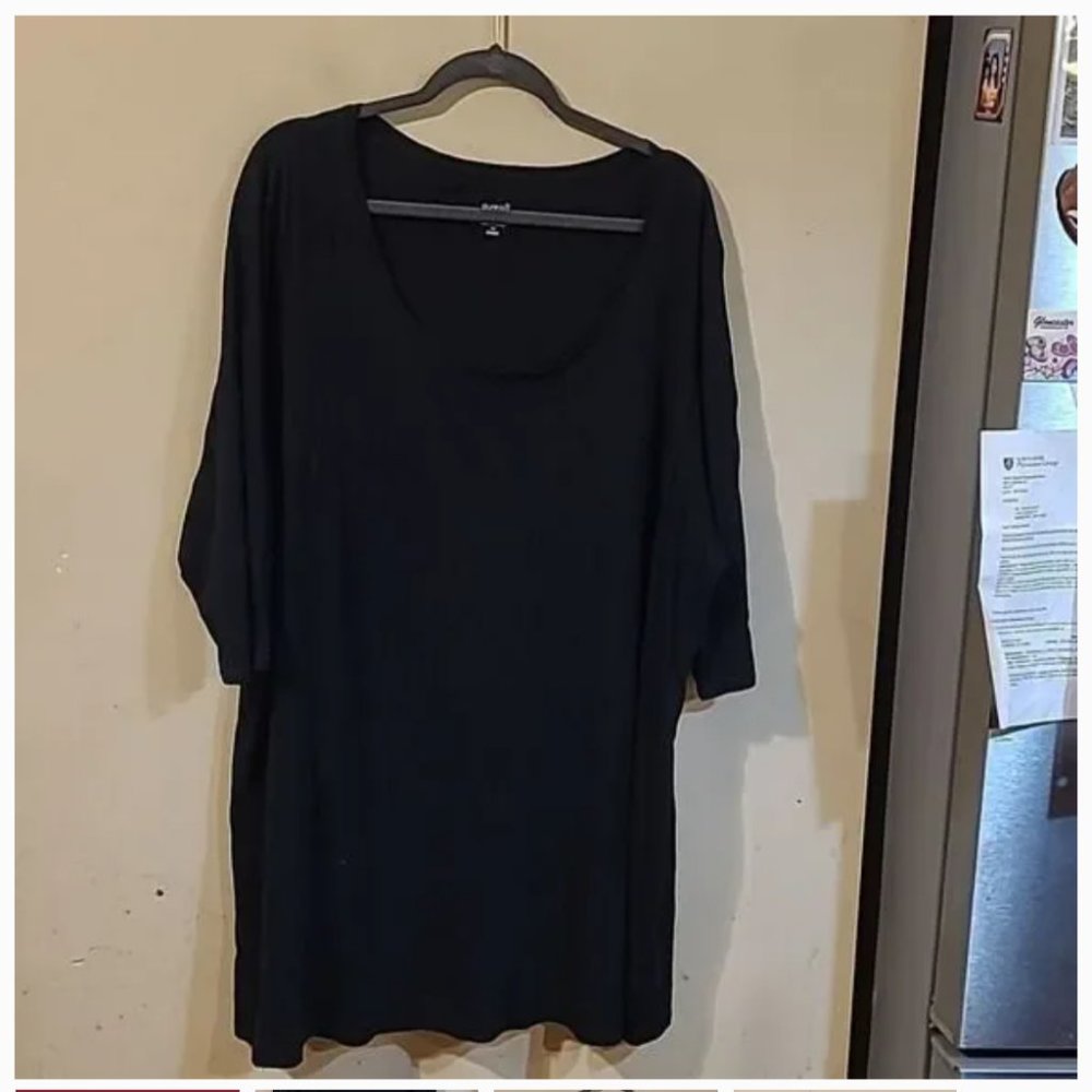 J.Jill Ponte Black Tunic Top Buttons Down Sleeves Size 4X